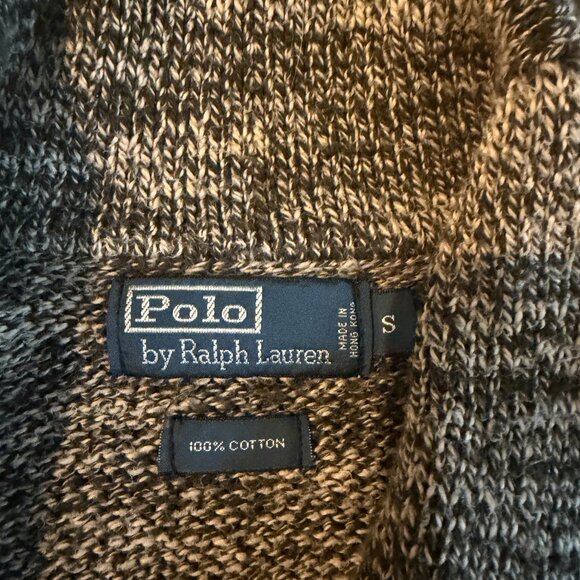 Polo Ralph Lauren Men's Small Heathered Gray Green Shawl Cardigan Sweater - Picture 2 of 9